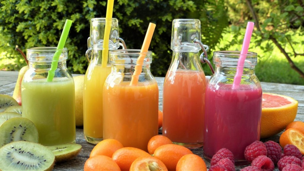 lot of different juices in out door  